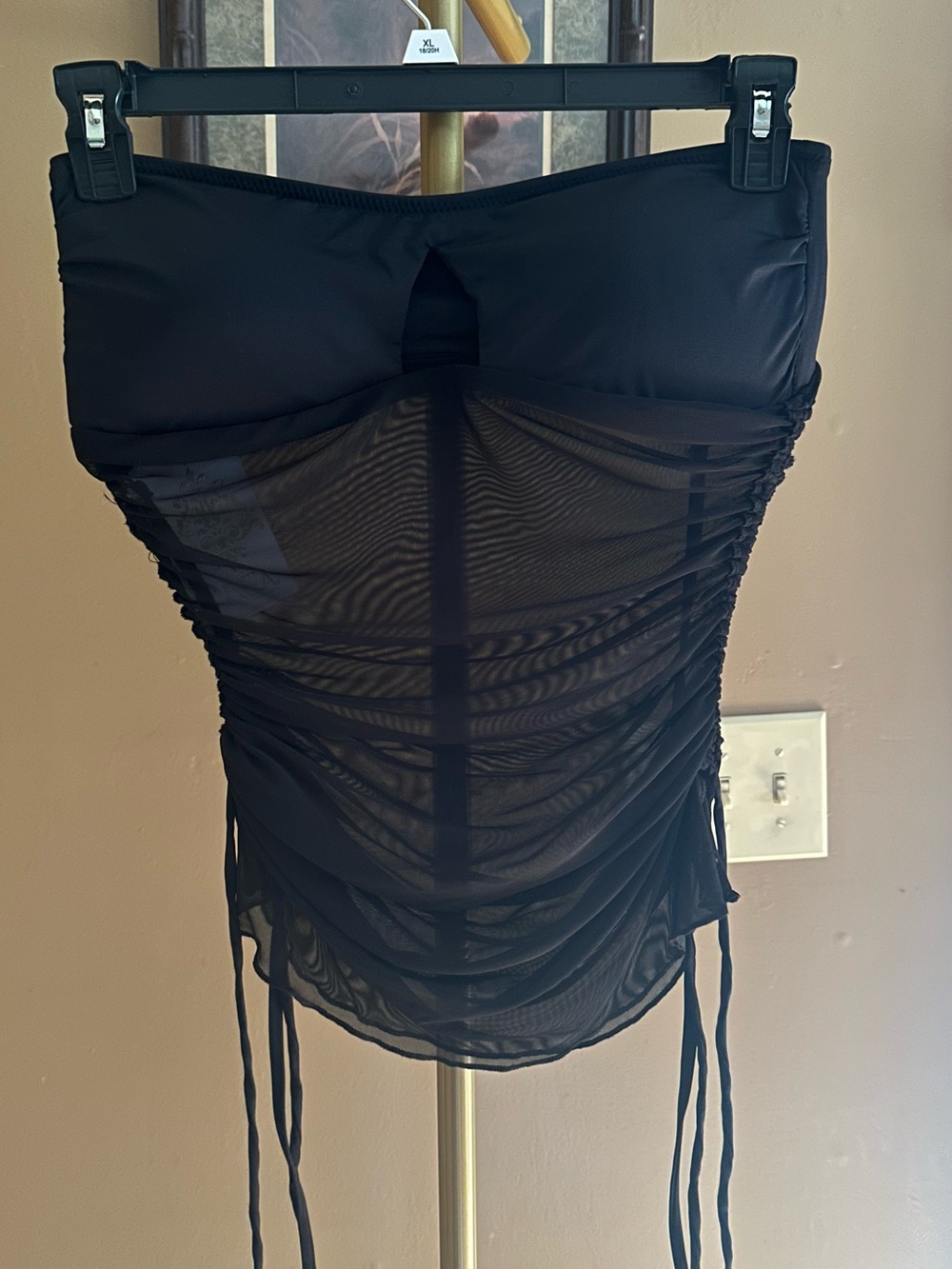 BECCA Black Ruched Bandeau Tankini Top